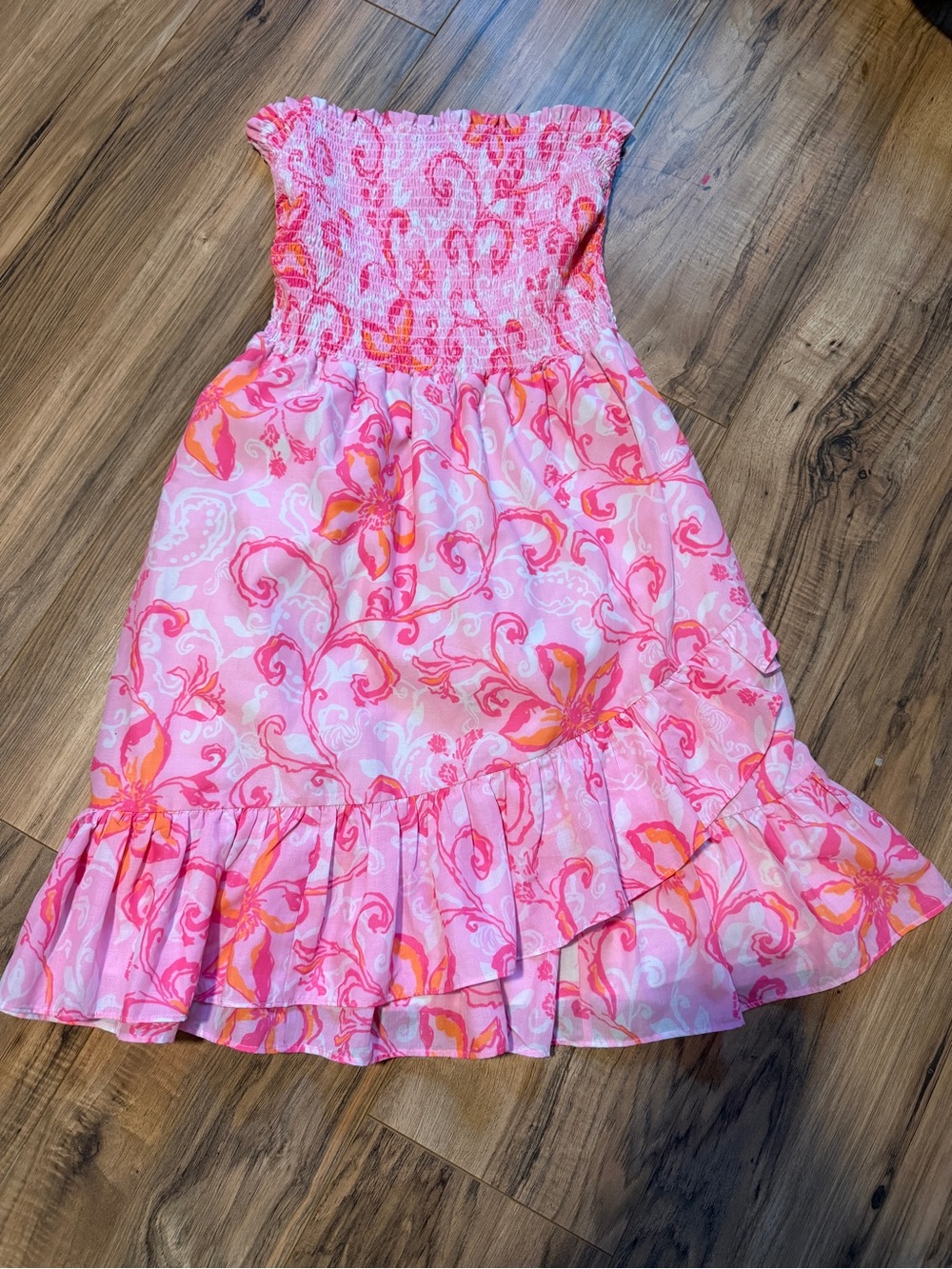 Lilly Pulitzer Pink & Coral Floral Strapless Sundress
